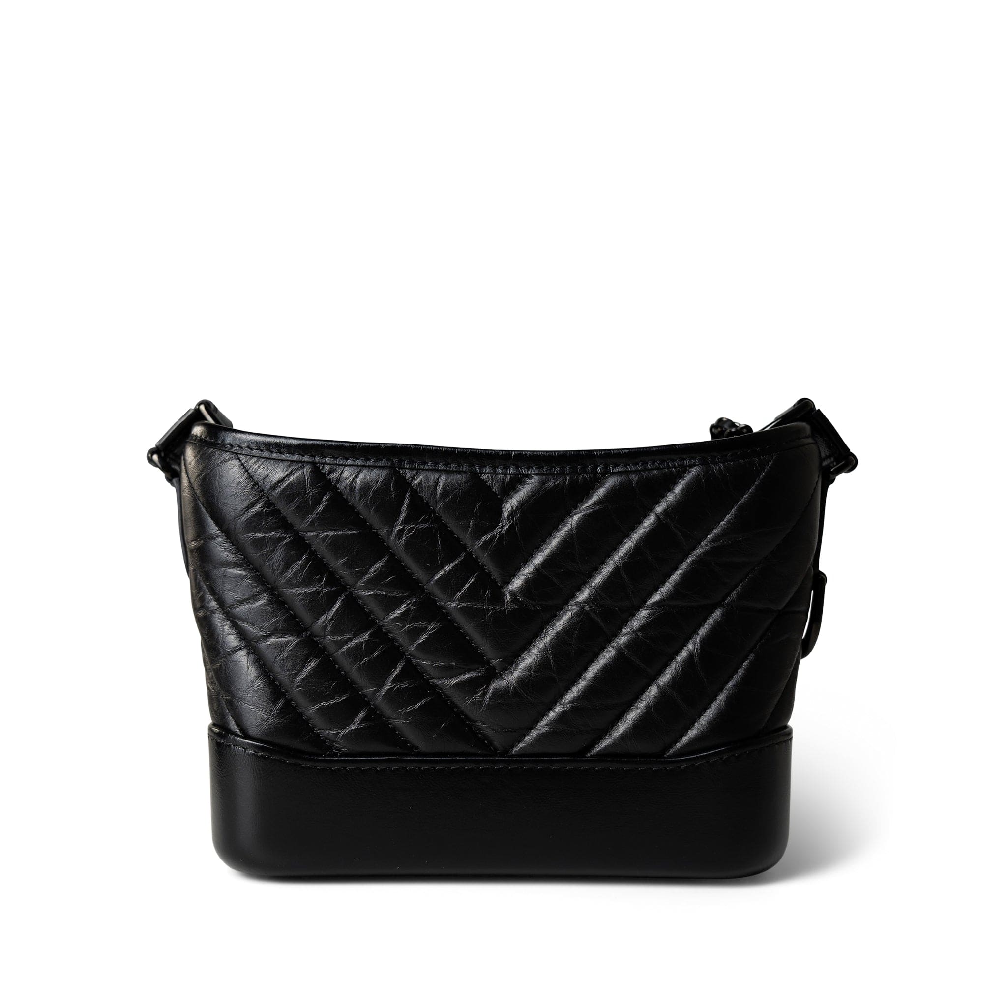 CHANEL Handbag Black 19B So Black Aged Calfskin Chevron Small Hobo Gabrielle Bag - Redeluxe