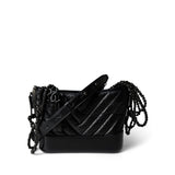 CHANEL Handbag Black 19B So Black Aged Calfskin Chevron Small Hobo Gabrielle Bag - Redeluxe