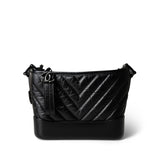 CHANEL Handbag Black 19B So Black Aged Calfskin Chevron Small Hobo Gabrielle Bag - Redeluxe