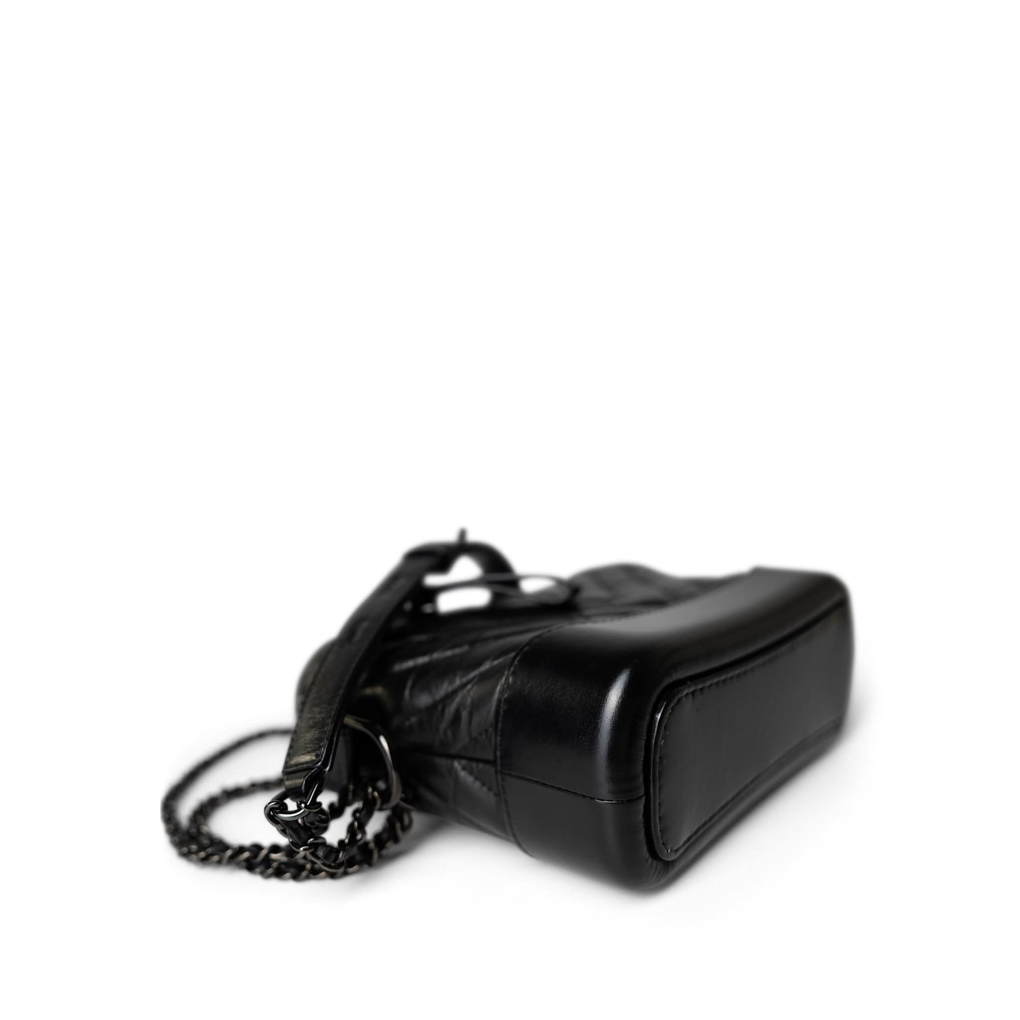 CHANEL Handbag Black 19B So Black Aged Calfskin Chevron Small Hobo Gabrielle Bag - Redeluxe