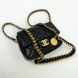 CHANEL Handbag Black 21A Black Caviar Quilted Mini Medallion Single Flap AGHW - Redeluxe