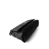 CHANEL Handbag Black 21C Black Lambskin Quilted Chanel Chain Single Flap Shoulder Bag Light Gold Hardware - Redeluxe