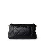 CHANEL Handbag Black 21C Black Lambskin Quilted Chanel Chain Single Flap Shoulder Bag Light Gold Hardware - Redeluxe