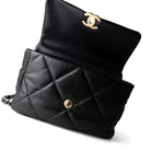 CHANEL Handbag Black 22P Black Lambskin Quilted Large 19 Flap Mixed Hardware - Redeluxe