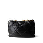 CHANEL Handbag Black 22P Black Lambskin Quilted Large 19 Flap Mixed Hardware - Redeluxe