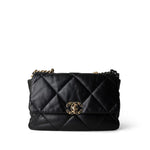 CHANEL Handbag Black 22P Black Lambskin Quilted Large 19 Flap Mixed Hardware - Redeluxe