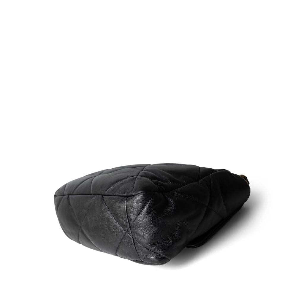 CHANEL Handbag Black 22P Black Lambskin Quilted Large 19 Flap Mixed Hardware - Redeluxe
