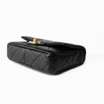 CHANEL Handbag Black 22P Enamel Quilted Pending CC Small Square Flap Black Lambskin - Redeluxe