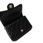CHANEL Handbag Black 22P Enamel Quilted Pending CC Small Square Flap Black Lambskin - Redeluxe
