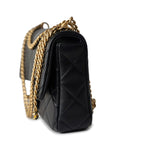 CHANEL Handbag Black 22P Enamel Quilted Pending CC Small Square Flap Black Lambskin - Redeluxe