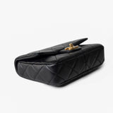 CHANEL Handbag Black 22P Enamel Quilted Pending CC Small Square Flap Black Lambskin - Redeluxe