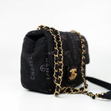 CHANEL Handbag Black 22P Small Black Denim Quilted Single Flap AGHW - Redeluxe