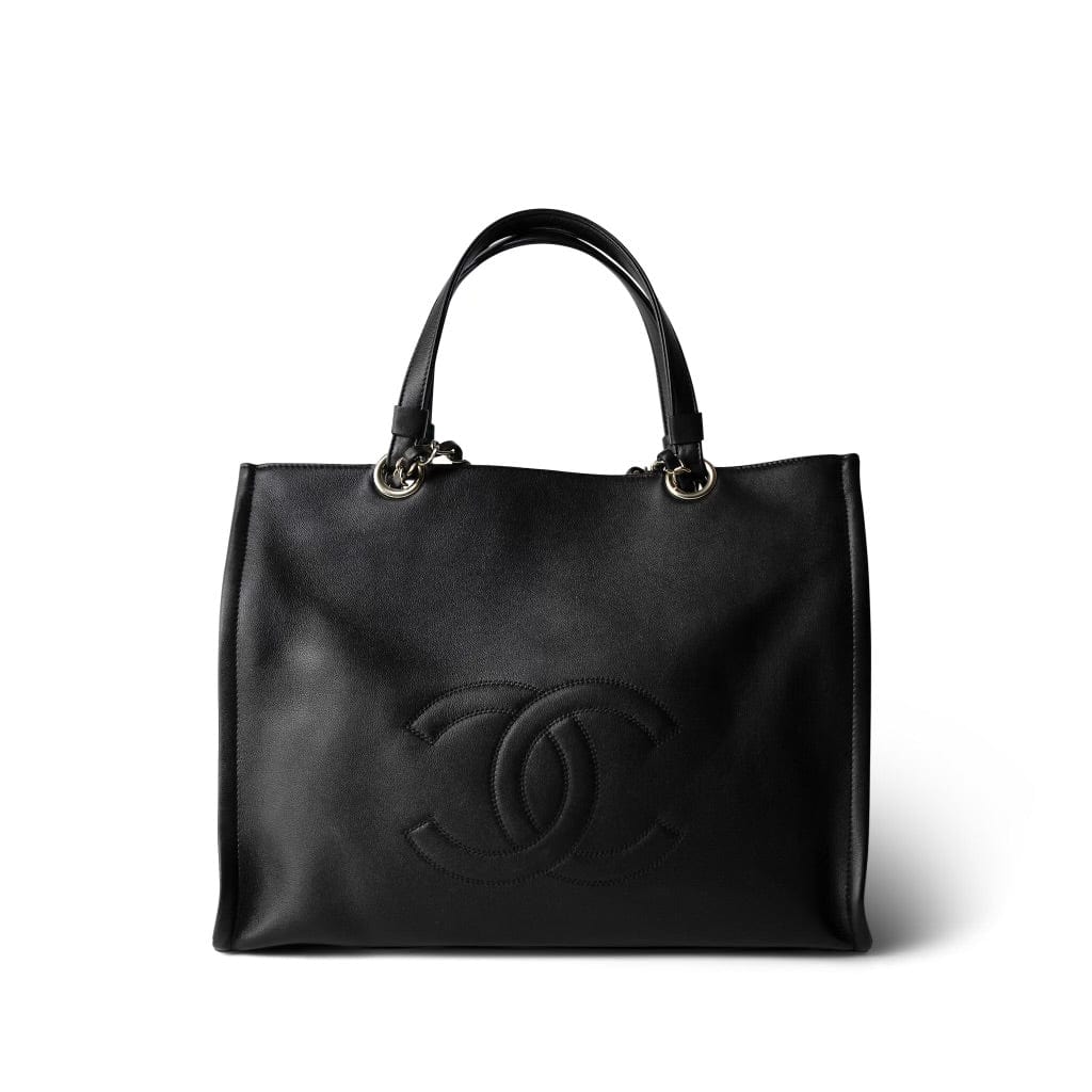 CHANEL Handbag Black 22P Small Black Zipped Shopping Bag - Redeluxe