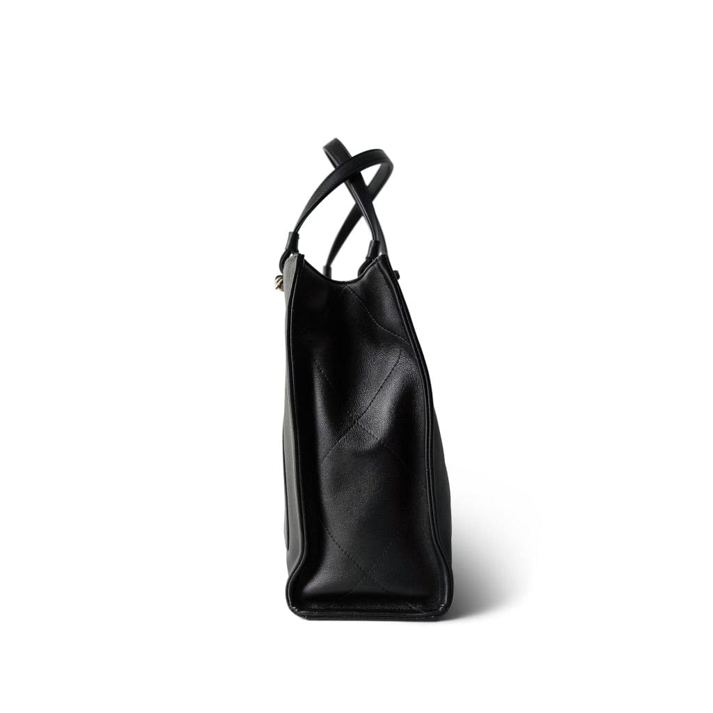 CHANEL Handbag Black 22P Small Black Zipped Shopping Bag - Redeluxe