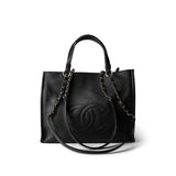 CHANEL Handbag Black 22P Small Black Zipped Shopping Bag - Redeluxe