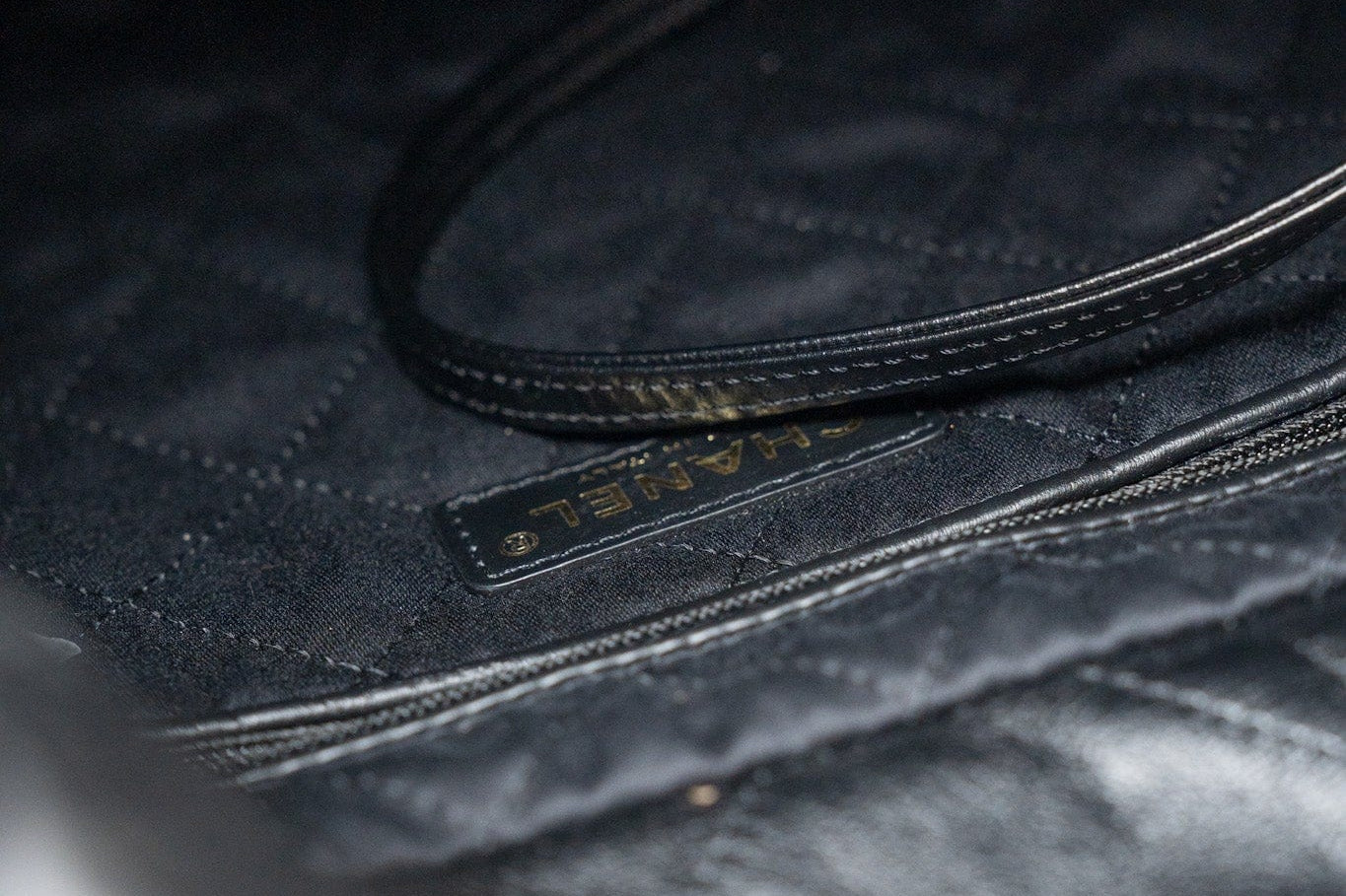 CHANEL Handbag Black 22S Black Calfskin Quilted 22 Drawstring Bag Small Antique Gold Hardware - Redeluxe
