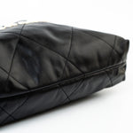 CHANEL Handbag Black 22S Black Calfskin Quilted 22 Drawstring Bag Small Antique Gold Hardware - Redeluxe