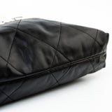 CHANEL Handbag Black 22S Black Calfskin Quilted 22 Drawstring Bag Small Antique Gold Hardware - Redeluxe