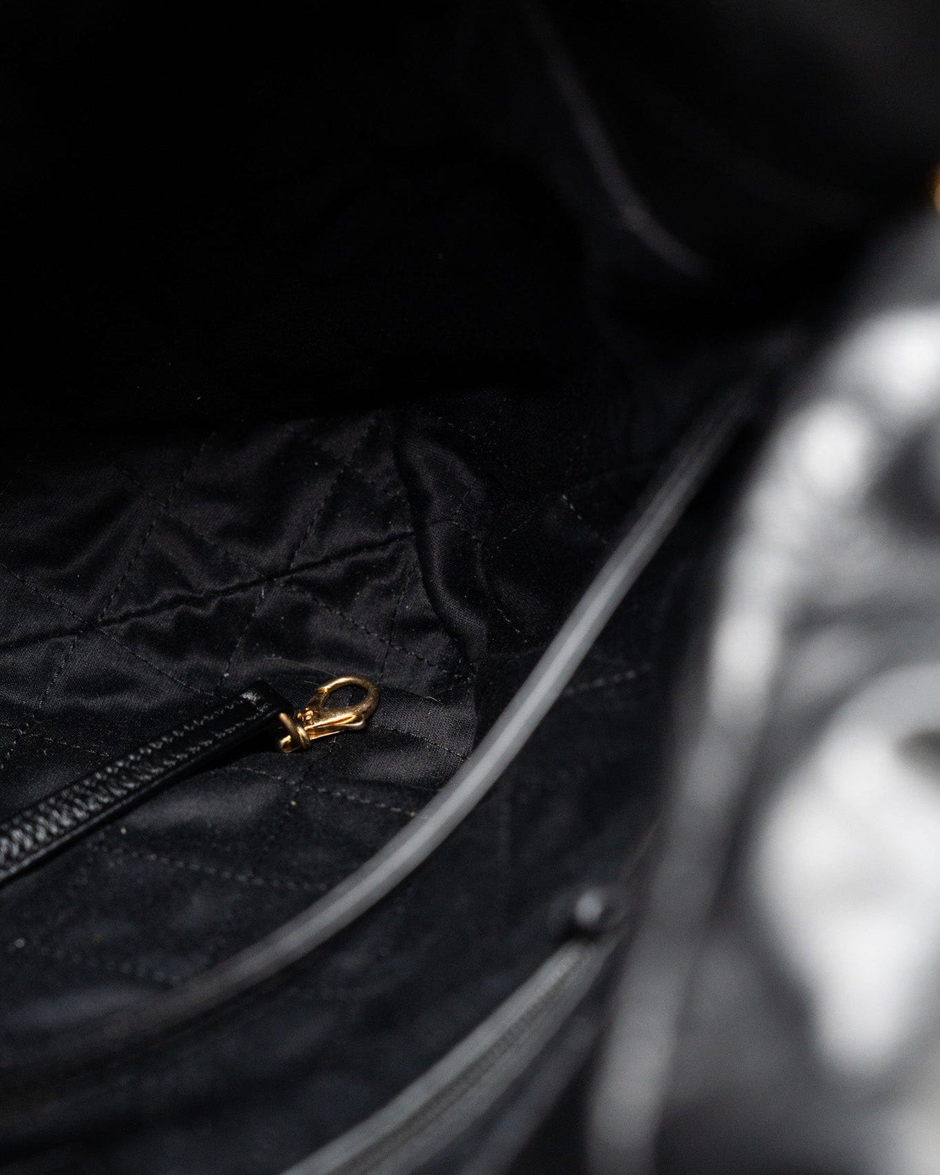 CHANEL Handbag Black 22S Black Calfskin Quilted 22 Drawstring Bag Small Antique Gold Hardware - Redeluxe