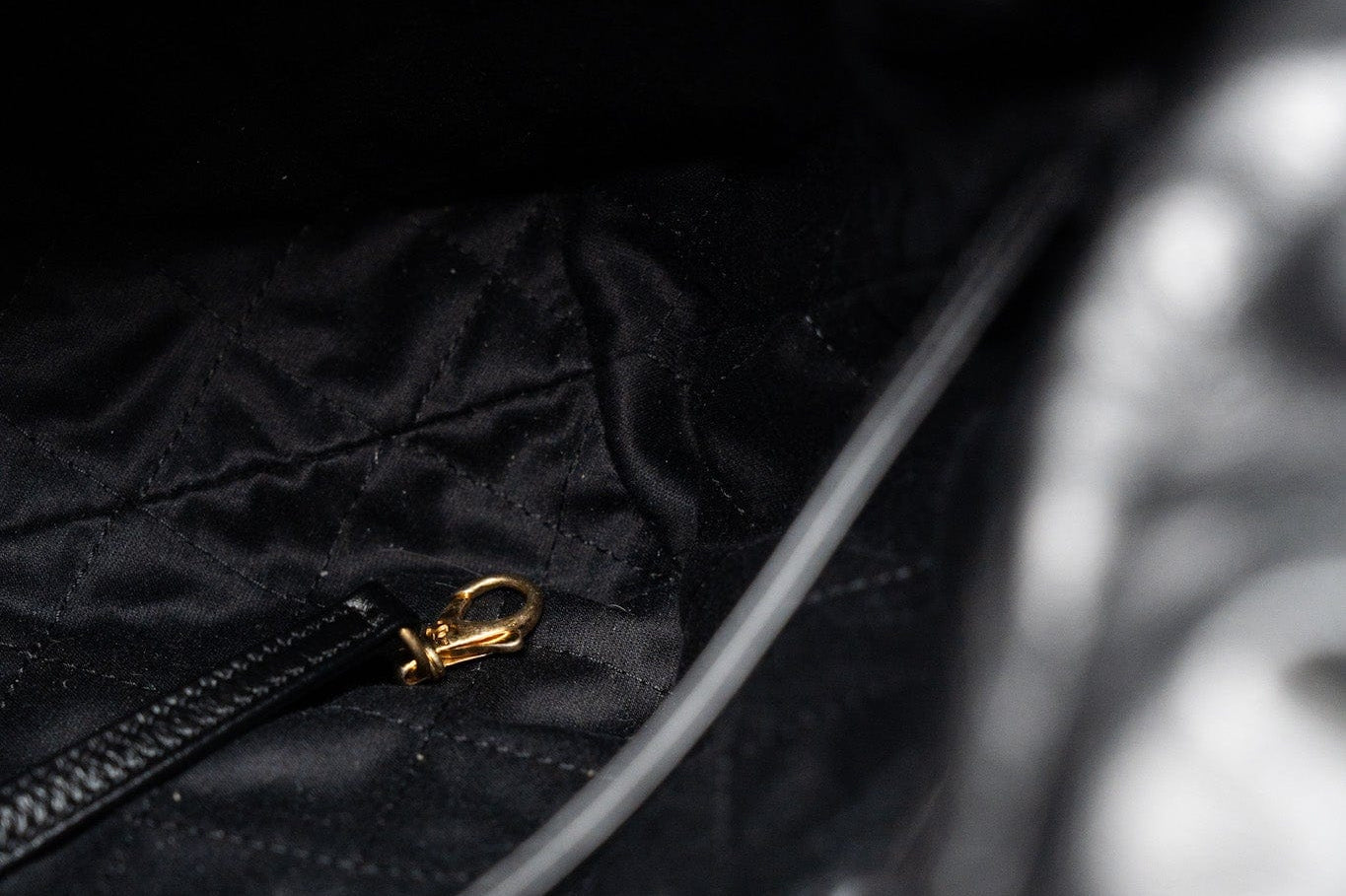 CHANEL Handbag Black 22S Black Calfskin Quilted 22 Drawstring Bag Small Antique Gold Hardware - Redeluxe