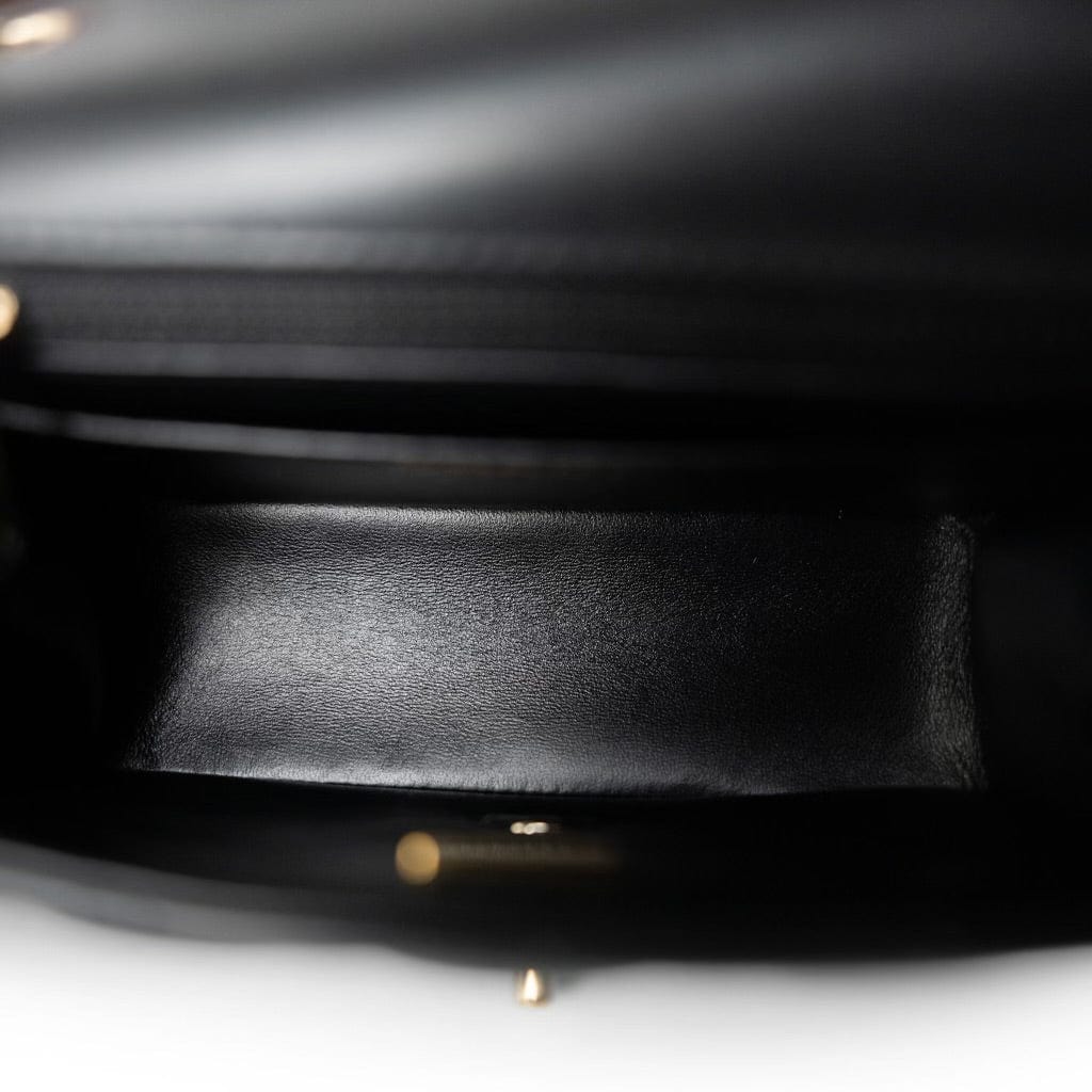 CHANEL Handbag Black 22S Black Lambskin Quilted Mini Square Flap Light Gold Hardware - Redeluxe