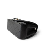 CHANEL Handbag Black 22S Black Lambskin Quilted Mini Square Flap Light Gold Hardware - Redeluxe
