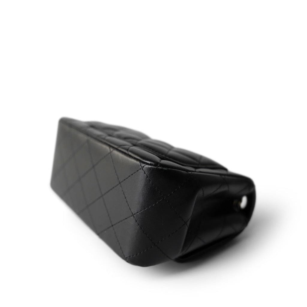 CHANEL Handbag Black 22S Black Lambskin Quilted Mini Square Flap Light Gold Hardware - Redeluxe