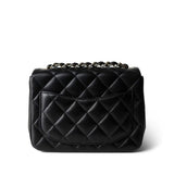 CHANEL Handbag Black 22S Black Lambskin Quilted Mini Square Flap Light Gold Hardware - Redeluxe