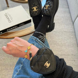 CHANEL Handbag Black 22S CC In Love Black Heart Zipped Arm Coin Purse - Redeluxe