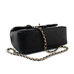 CHANEL Handbag Black 23A Black Lambskin Mini Top Handle Light Gold Hardware - Redeluxe