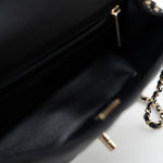 CHANEL Handbag Black 23A Black Lambskin Mini Top Handle Light Gold Hardware - Redeluxe