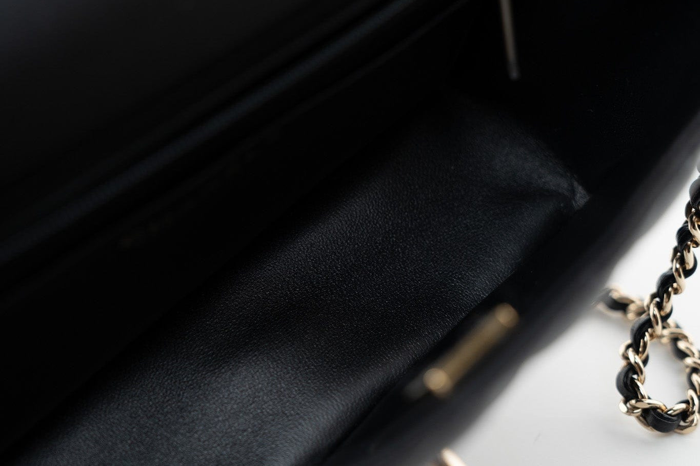 CHANEL Handbag Black 23A Black Lambskin Mini Top Handle Light Gold Hardware - Redeluxe