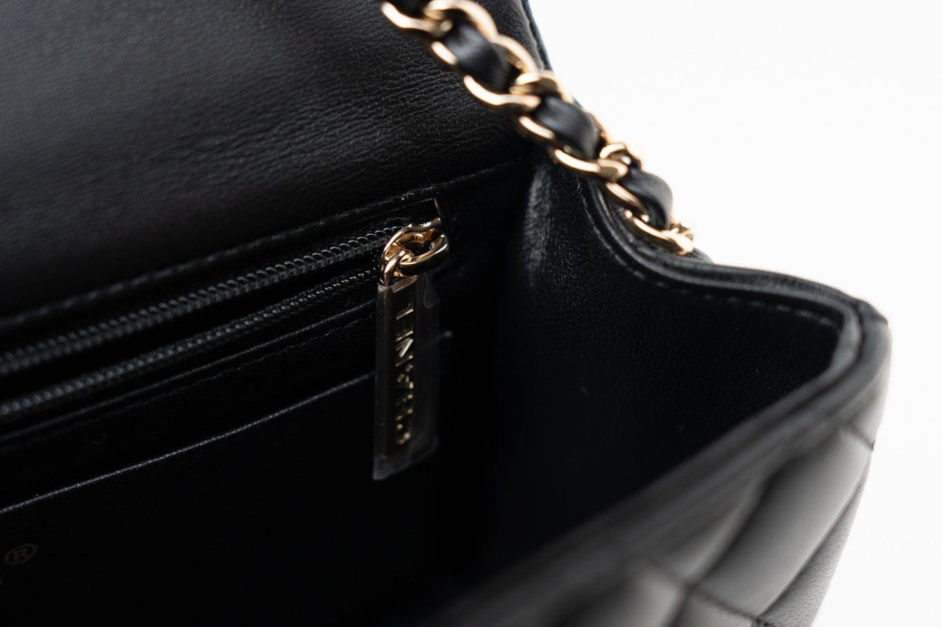 CHANEL Handbag Black 23A Black Lambskin Mini Top Handle Light Gold Hardware - Redeluxe