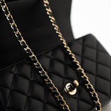 CHANEL Handbag Black 23A Black Lambskin Mini Top Handle Light Gold Hardware - Redeluxe