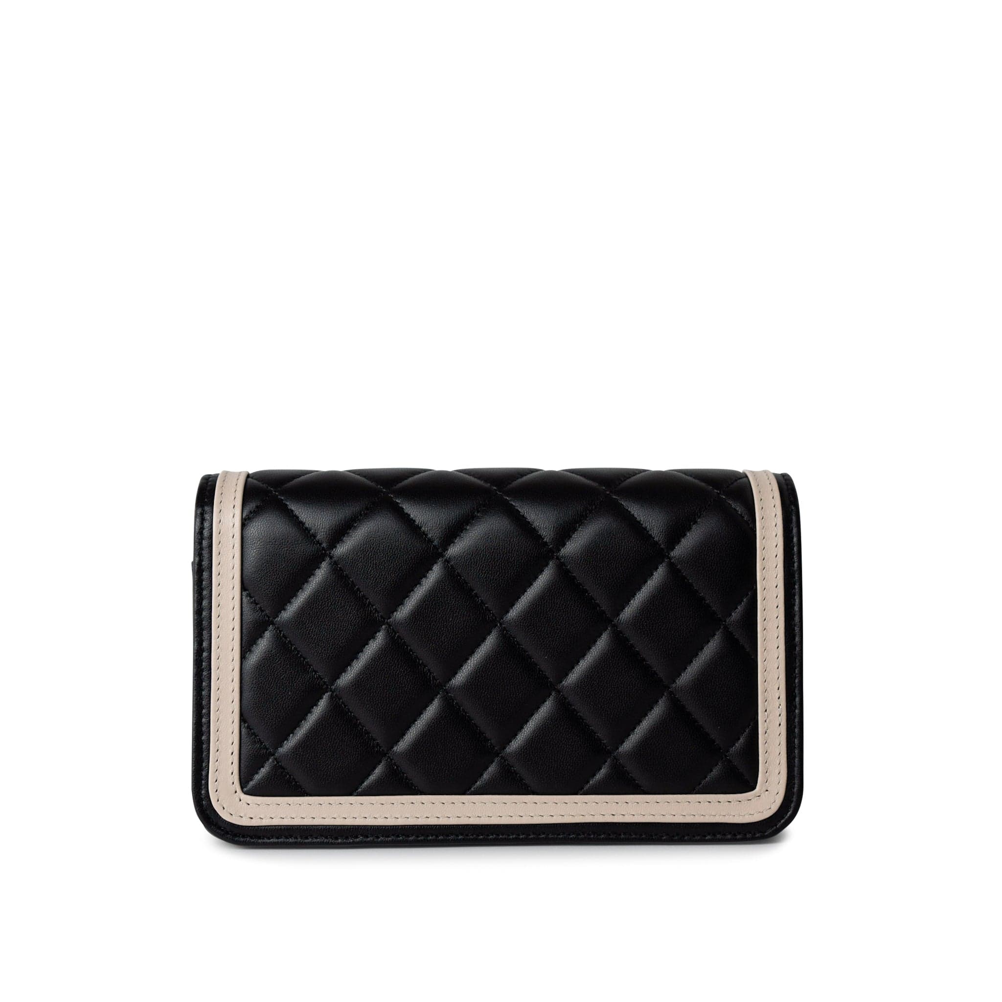 CHANEL Handbag Black 23B Black / Beige O Phone Holder w/ Chain Flap Light Gold Hardware - Redeluxe