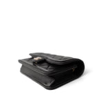 CHANEL Handbag Black 23B Black Lambskin Quilted O Phone Holder With Chain - Redeluxe
