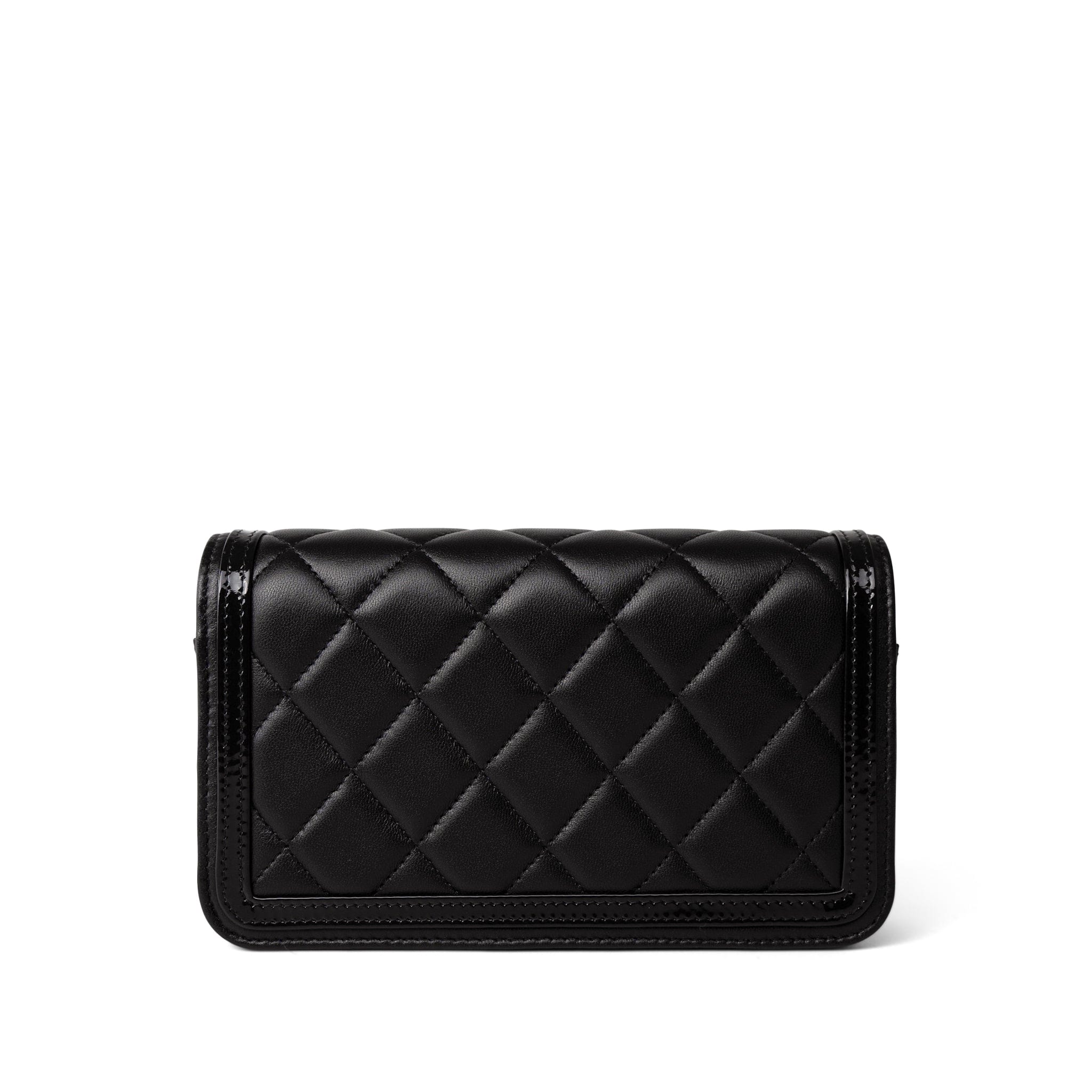 23B Black Lambskin Quilted O Phone Holder With Chain – REDELUXE