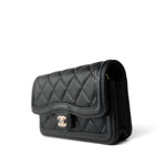 CHANEL Handbag Black 23B Black Lambskin Quilted O Phone Holder With Chain - Redeluxe