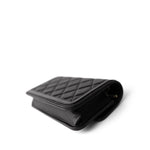 CHANEL Handbag Black 23B Black Lambskin Quilted O Phone Holder With Chain - Redeluxe