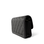 CHANEL Handbag Black 23B Black Lambskin Quilted O Phone Holder With Chain - Redeluxe