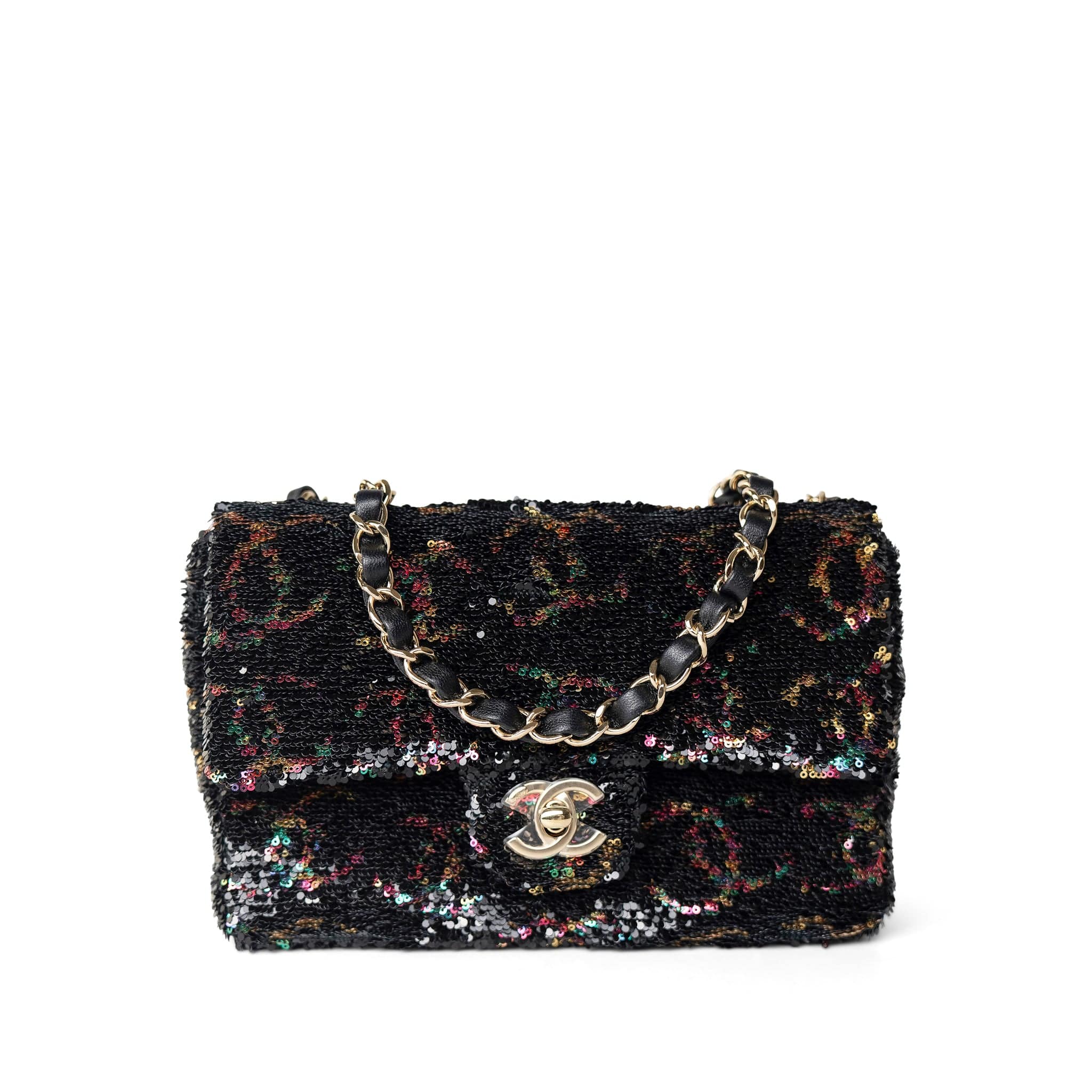 CHANEL Handbag Black 23B Black Multicolor Reversible Sequins Single Flap Bag - Redeluxe
