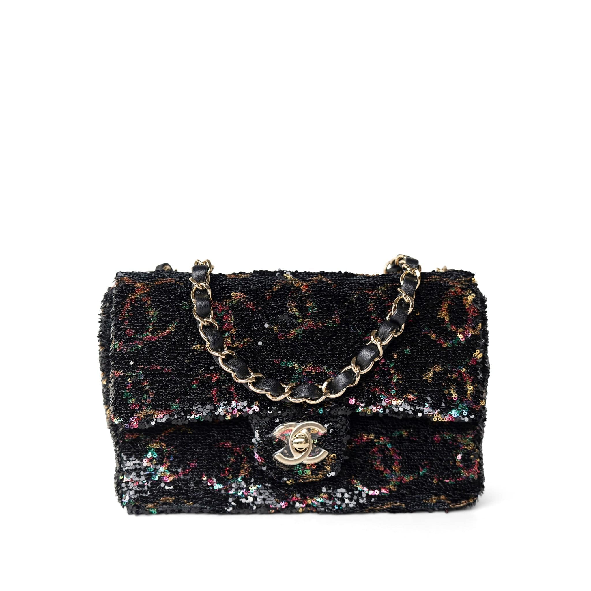 CHANEL Handbag Black 23B Black Multicolor Reversible Sequins Single Flap Bag - Redeluxe