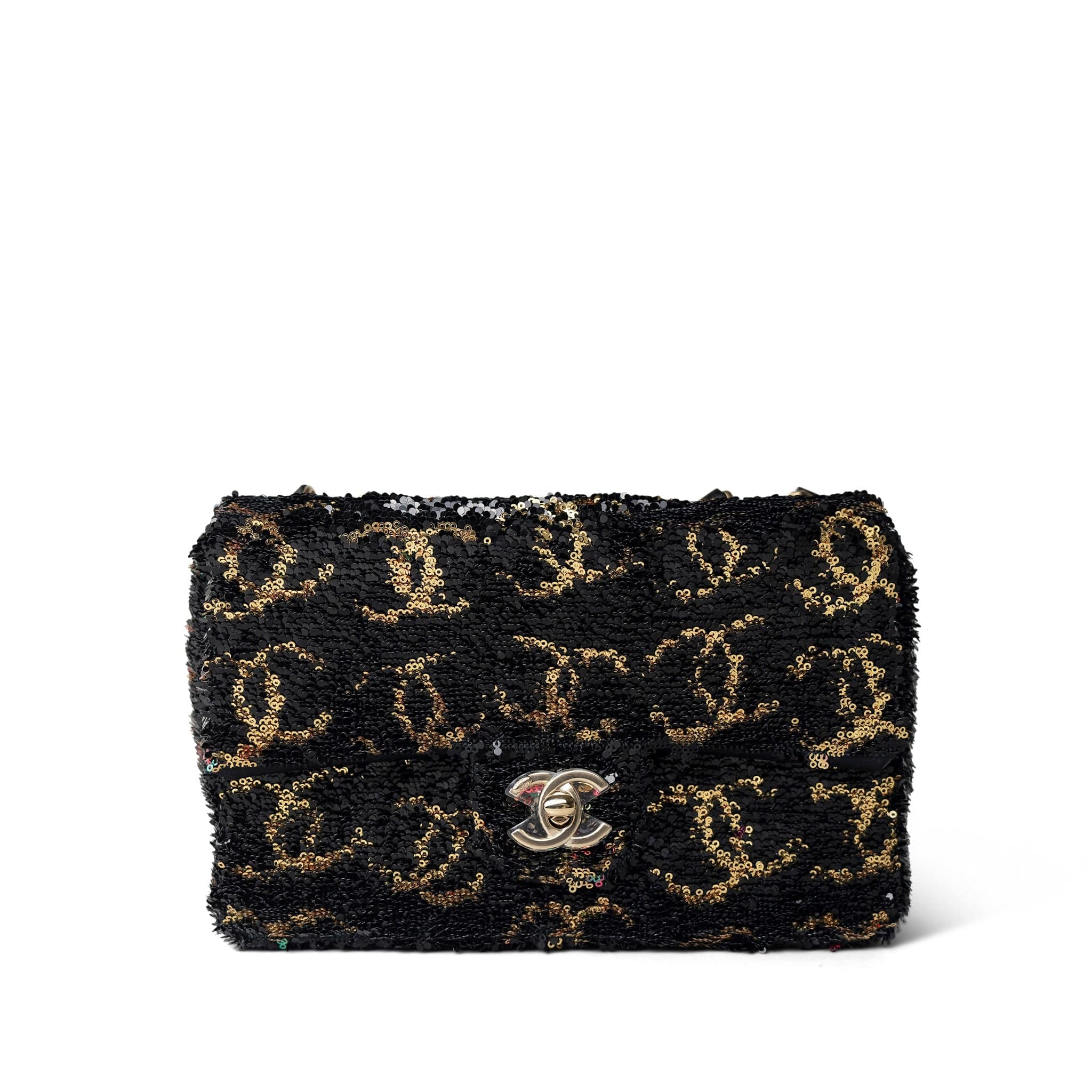 chanel handbag black 23b black multicolor reversible sequins single flap bag redeluxe 45026467479862