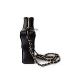 CHANEL Handbag Black 24C Black Lambskin Quilted Star Bag Light Gold Hardware - Redeluxe