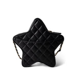 CHANEL Handbag Black 24C Black Lambskin Quilted Star Bag Light Gold Hardware - Redeluxe