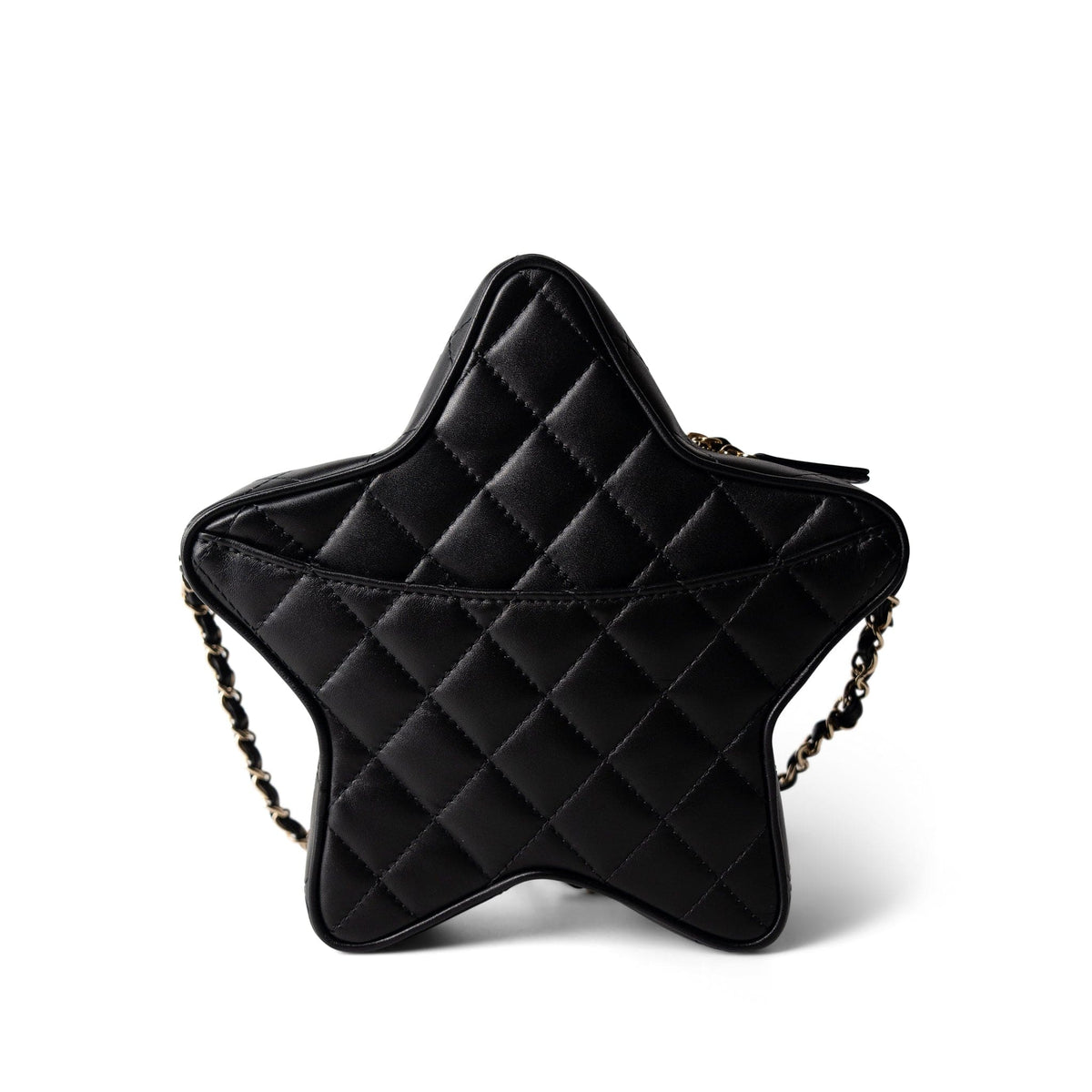 CHANEL Handbag Black 24C Black Lambskin Quilted Star Bag Light Gold Hardware - Redeluxe