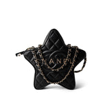 CHANEL Handbag Black 24C Black Lambskin Quilted Star Bag Light Gold Hardware - Redeluxe
