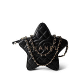CHANEL Handbag Black 24C Black Lambskin Quilted Star Bag Light Gold Hardware - Redeluxe