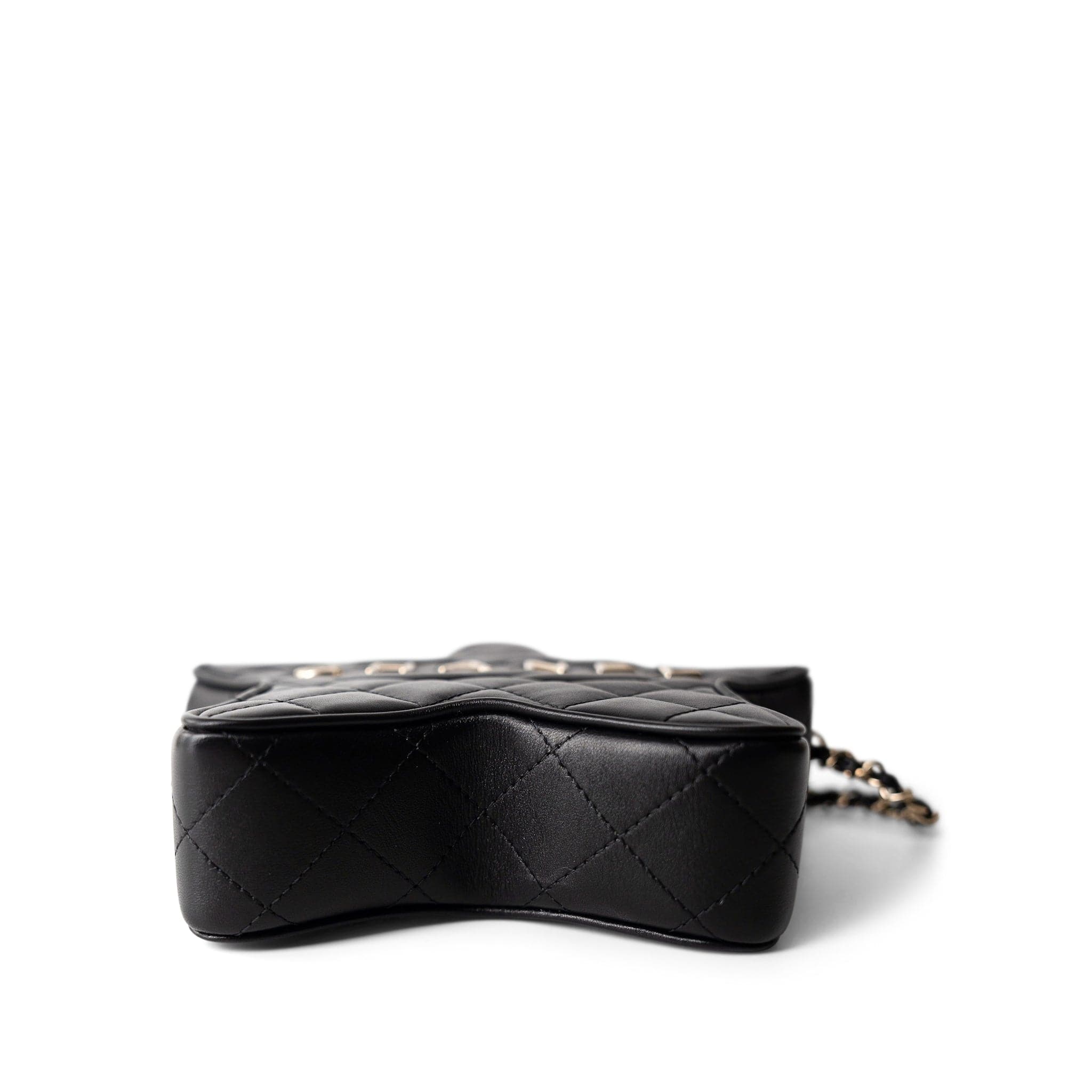 CHANEL Handbag Black 24C Black Lambskin Quilted Star Bag Light Gold Hardware - Redeluxe