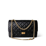 CHANEL Handbag Black Black Aged Calfskin Quilted 2.55 Reissue 226 Medium Antique Gold Hardware - Redeluxe